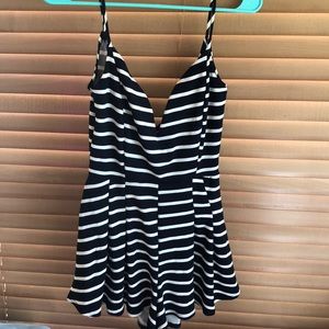 Navy and white stripe Windsor romper